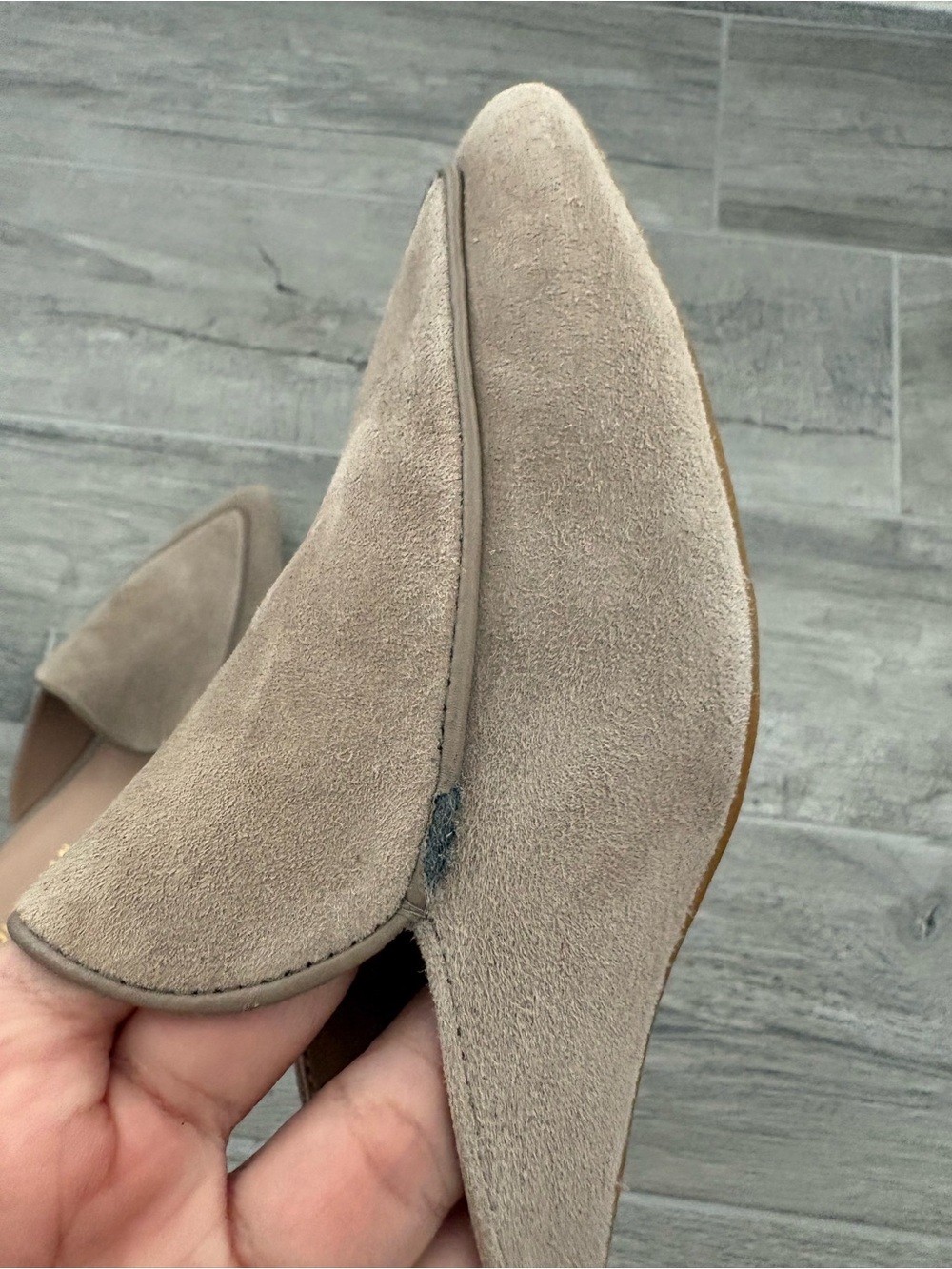 Cole Haan Taupe Suede Pointed-Toe Mule Slides - Picture 3 of 3